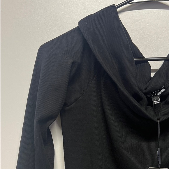 Fashion Nova Jenna Ribbed Elegant Off Shoulder Midi Dress-Black Dress size Large - Picture 7 of 8